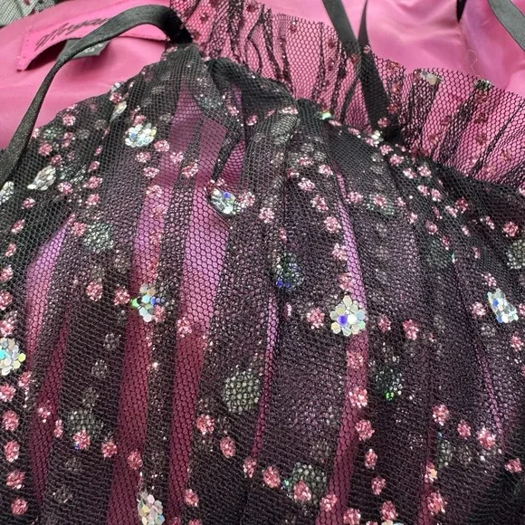 Vintage Y2K Morgan & Co Babydoll Dress Size 7/8 All Over Rhinestone Whimsical - Picture 3 of 13